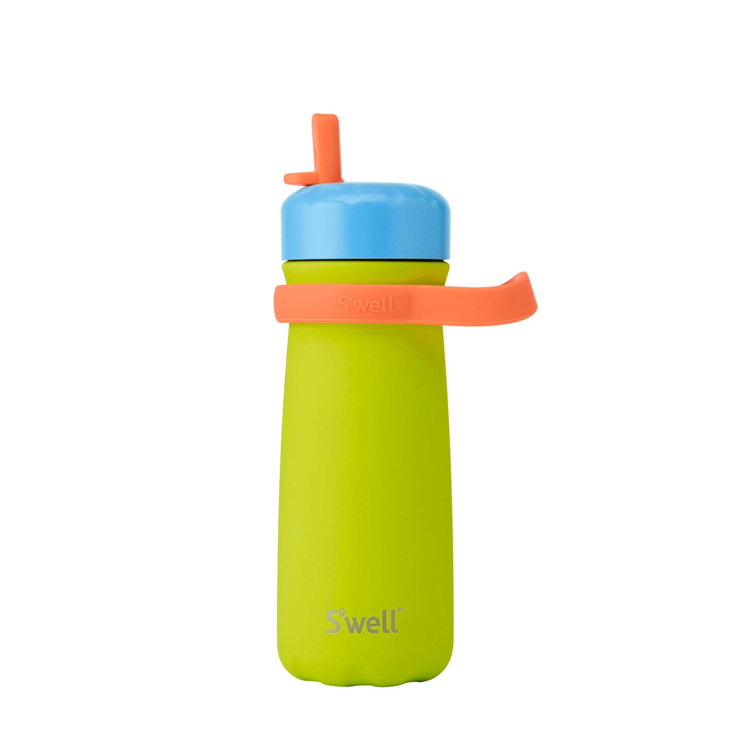 traveler-with-flip-straw-lid-16oz-f9 Swell-Kids-Water-Bottle-Traveler-16oz-Lime-Sherbet-Front-Lid-Up.jpg