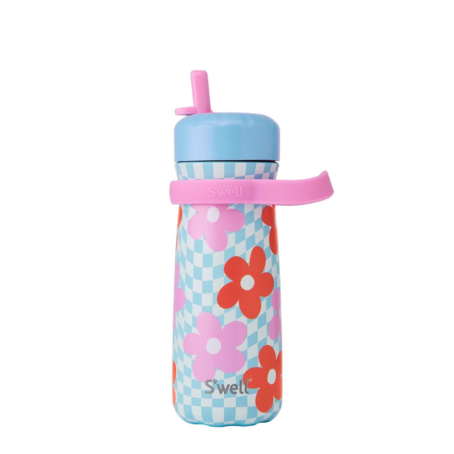 traveler-with-flip-straw-lid-16oz-f9 Swell-Kids-Water-Bottle-Traveler-16oz-Pink-Petal-Front-Lid-Up.jpg